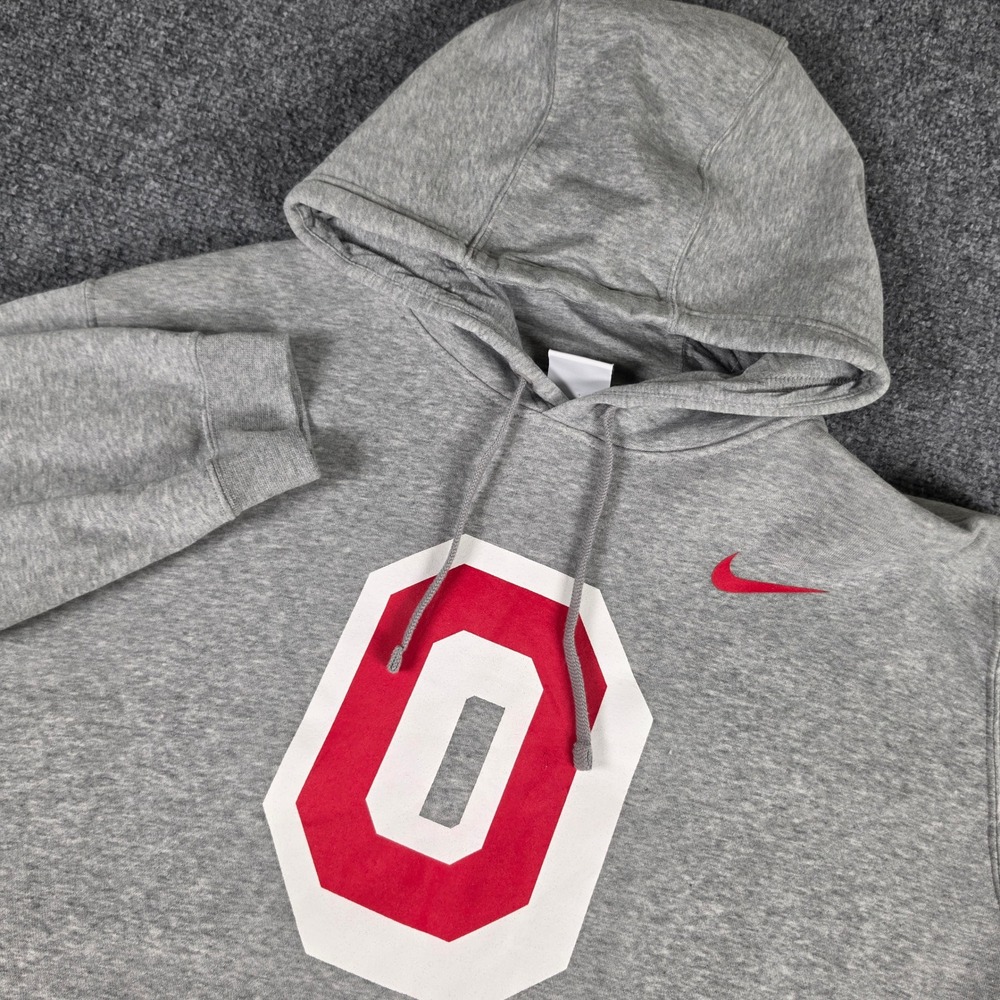 Nike Ohio State Buckeyes Club Fleece Hoodie Men 2XL Grey M31777 Pullover READ